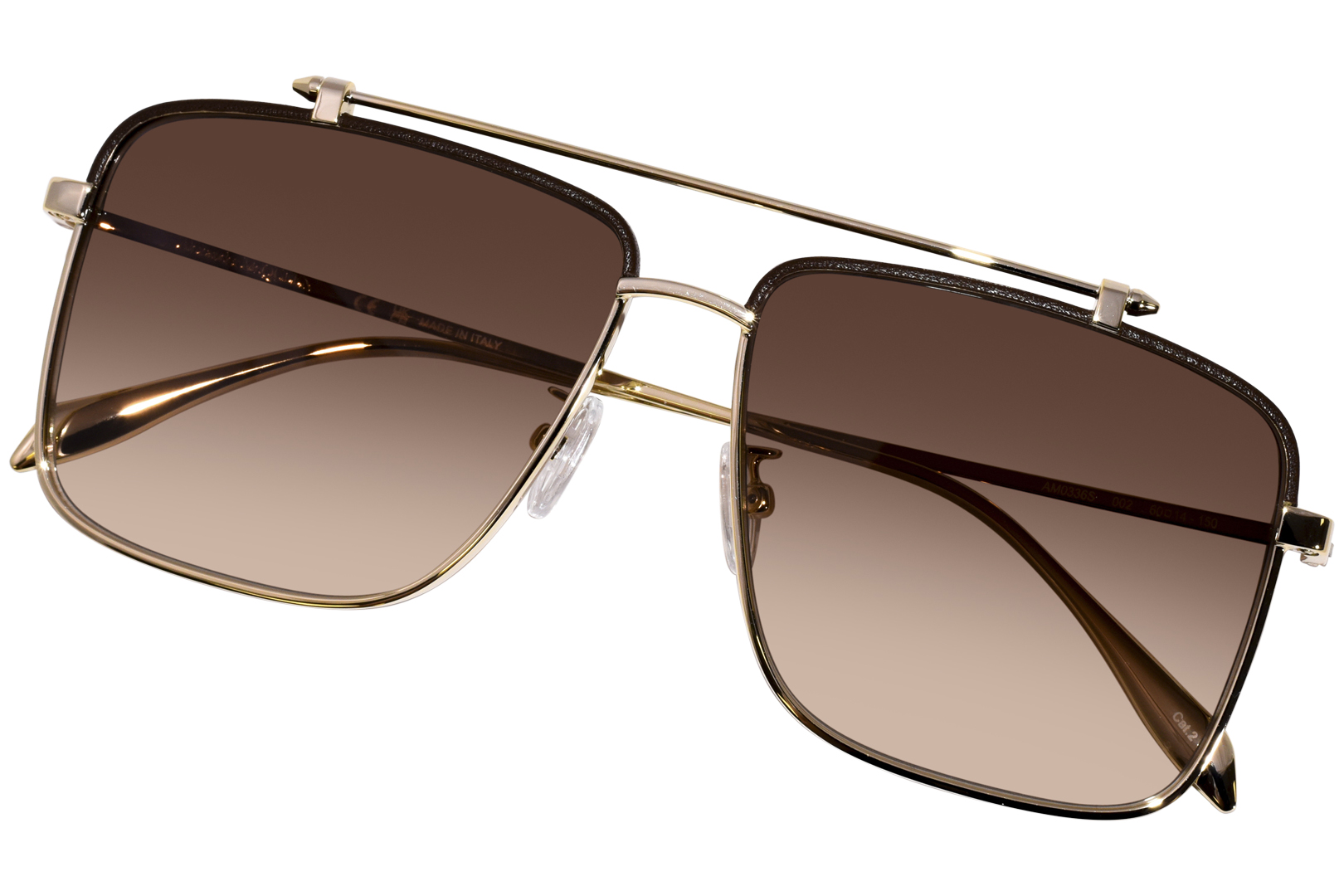 Alexander McQueen AM0336S 002 Sunglasses Gold/Brown Gradient