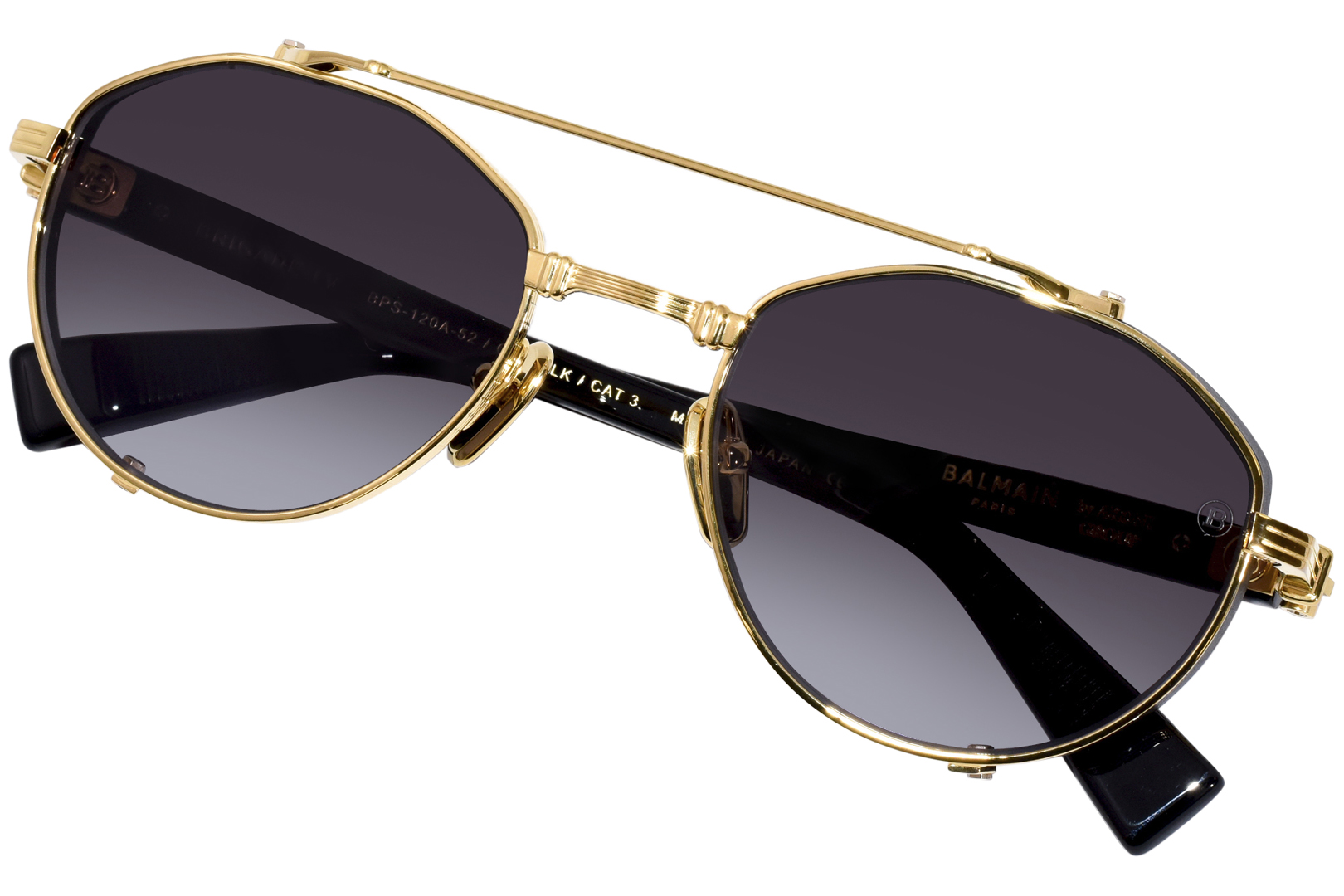 サングラス BALMAIN FW25 Balmain - BPS - a (BPS 120 A) Balmain Brigade-IV BPS-120A Sunglasses Gold/Black/Grey