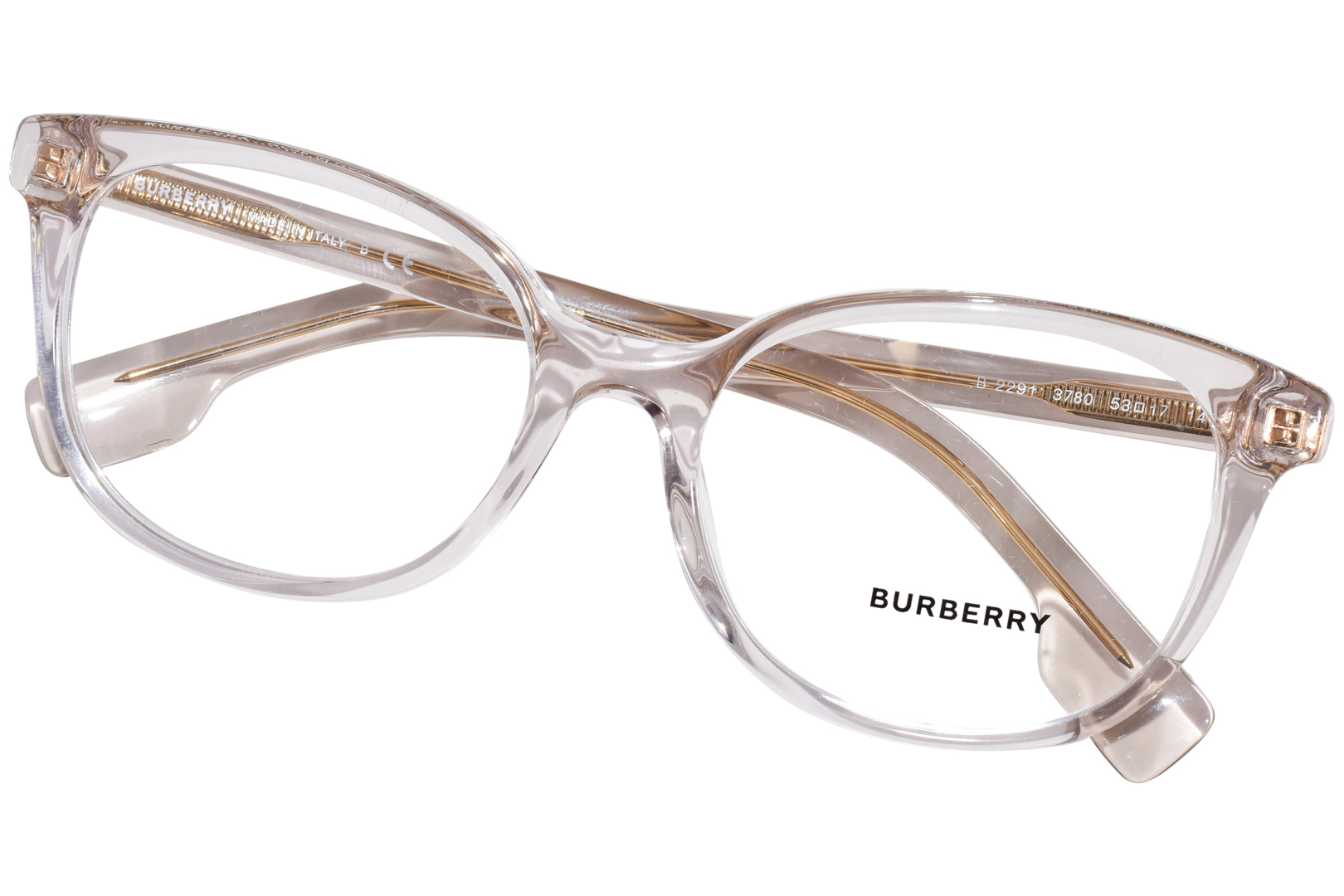 メガネ Burberry Eyeglasses BE2291 3780 Transparent Cat-Eye Burberry BE2291 3780 Eyeglasses Women's Transparent Grey