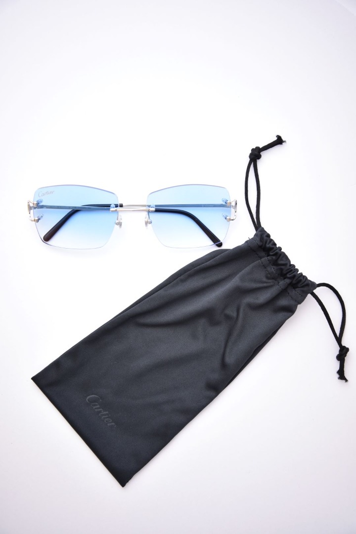 Cartier Sunglasses CT0092O 002 Shiny Silver/Custom 40%-Blue