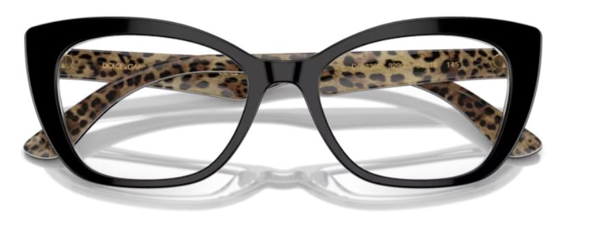 Dolce & Gabbana DG3360 3299 Eyeglasses Women's Black/Leo