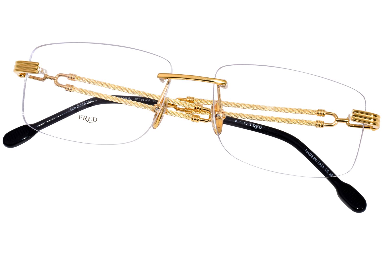 Fred FG50035U 032 Eyeglasses Men's Shiny Gold/Gold Plated