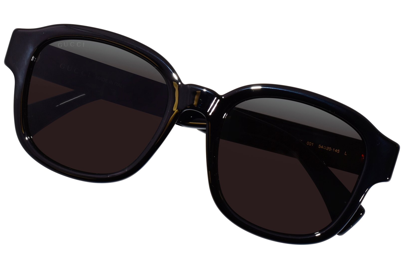 Gucci GG1140SK 001 Sunglasses Shiny Black/Dark Grey Square