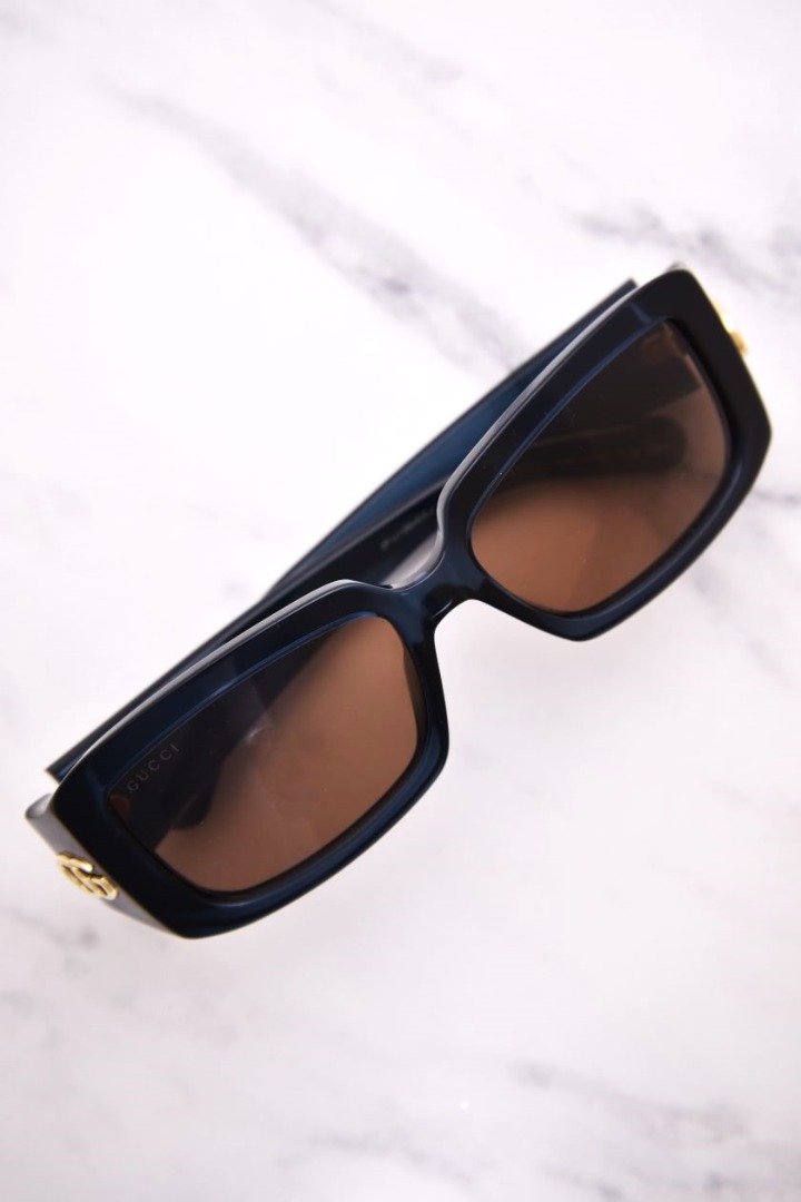 Gucci GG1403S 003 Sunglasses Women's Blue/Brown Rectangle