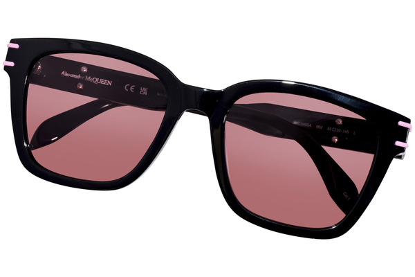 Alexander McQueen AM0399SA 002 Sunglasses Black/Pink Square