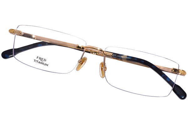 メガネ Fred FG50022U 030 Luxury Titanium Gold Glasses Fg50022u Fred Eyeglasses – Designer Eyes