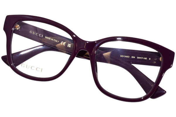 Gucci GG1340O 004 Eyeglasses Women's Burgundy Full Rim