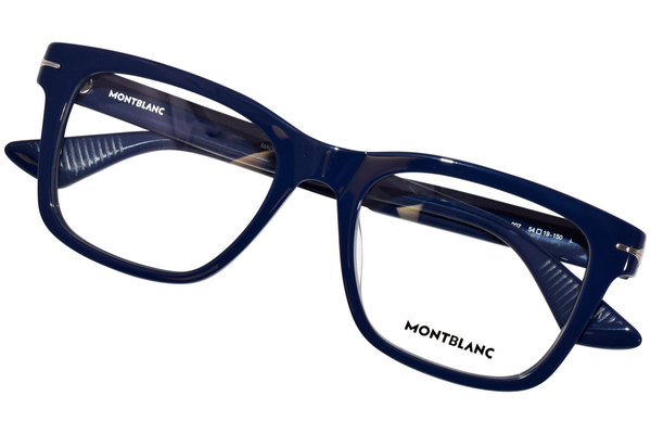 Mont Blanc MB0266O 007 Eyeglasses Men's Blue Full Rim Square Shape 54