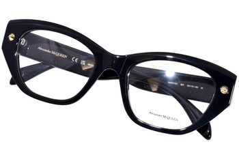 ALEXANDER MCQUEEN 長方形フレムメカネ AM0474O 001 Alexander McQueen™ AM0474O Cat-Eye Eyeglasses | EyeOns.com