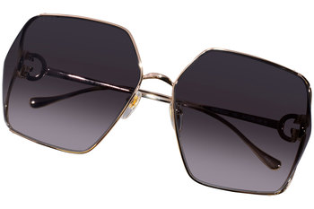 サングラス Gucci Sunglasses GG1322SA 001 Butterfly Retro Gucci GG1322SA 001 Sunglasses Women's Gold/Grey Gradient 64