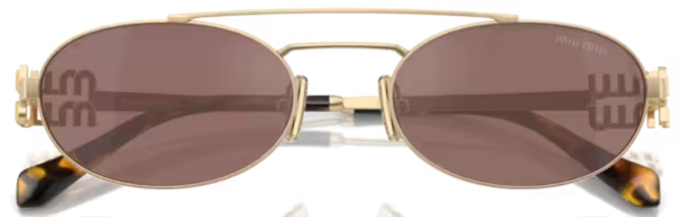 Miu Miu MU 54ZS ZVN70D Sunglasses Women's Pale Gold/Brown