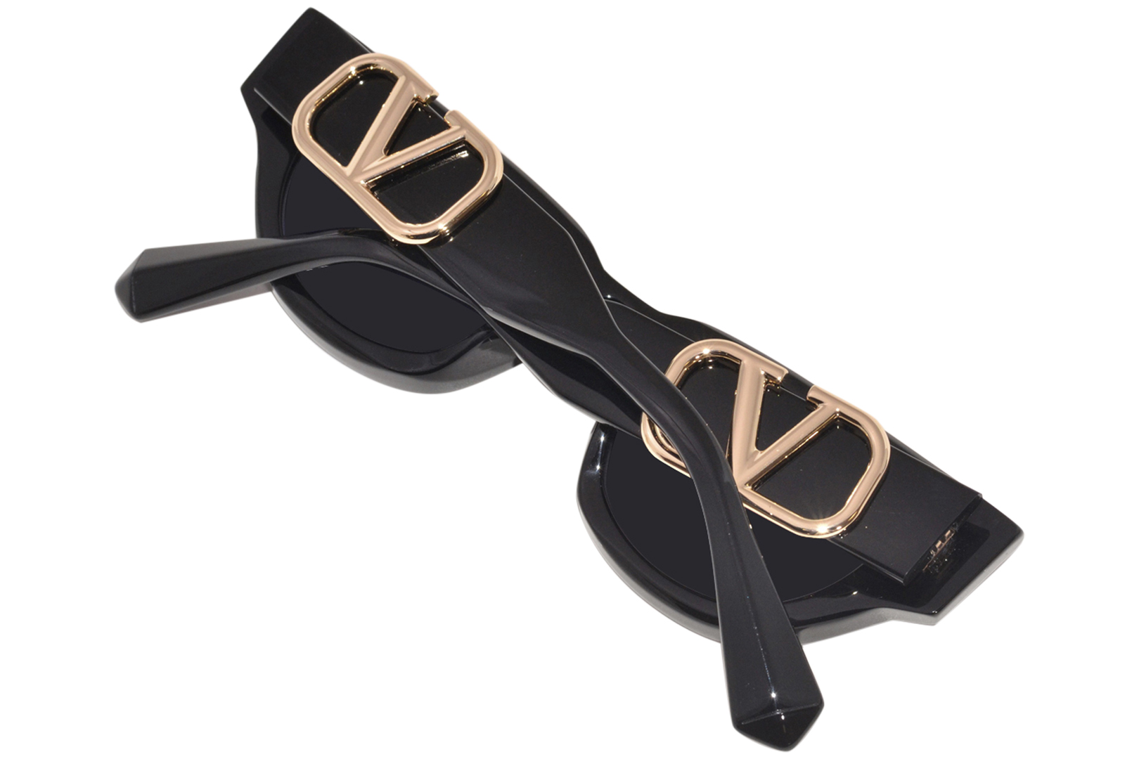 Valentino V-Due VLS-103A Sunglasses Black/Gold/Grey Cat Eye