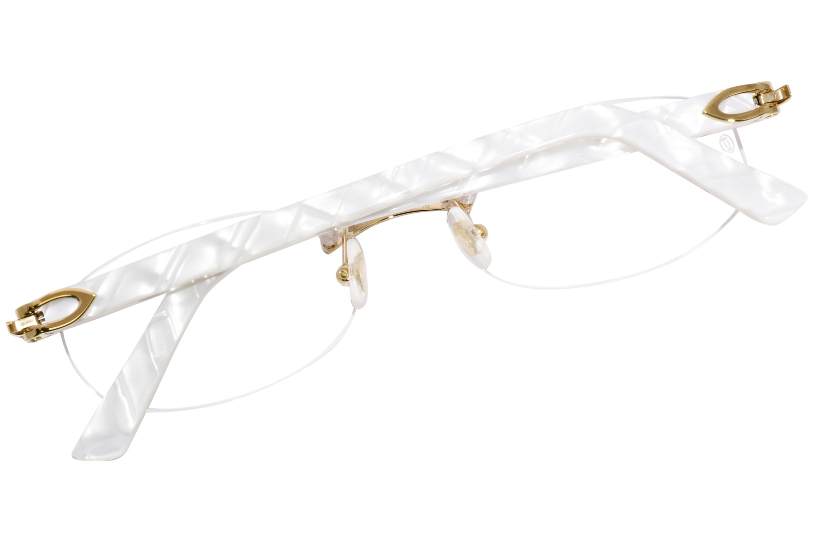 メガネ Cartier Cartier - CT0056O - 002 gold white transparen Cartier - CT0056O-002 in Gold / Pearl White – Morgenthal