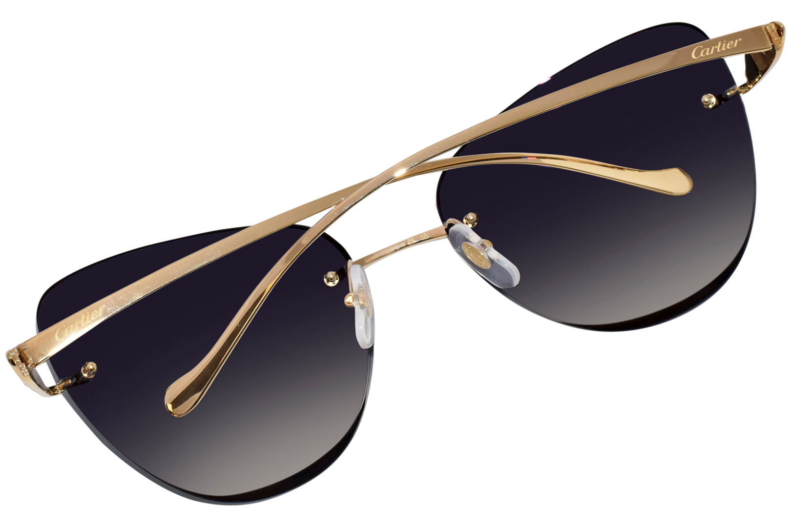Cartier Rimlesssun CT0032RS 002 Sunglasses Gold/Blue