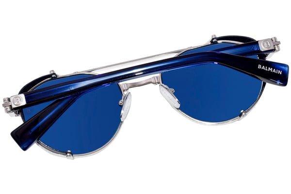 Balmain Brigade-IV BPS-120C Sunglasses Silver/Blue Oval