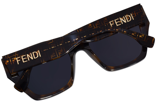 Fendi FE40070I 55A Sunglasses Women's Shiny Havana/Blue Square Shape 54 ...