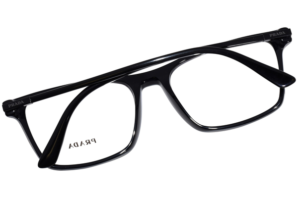 メガネ Prada Eyeglass Frame VPR01W 07F1O1 Lightweight Rectangle Prada PR-01WVF 07F1O1 Eyeglasses Men's Black Full Rim