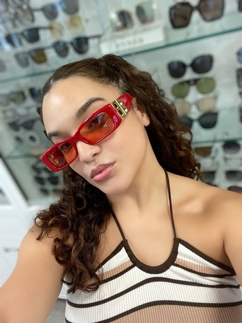 Balenciaga BB0096S 003 Sunglasses Women's Red/Gold/Red