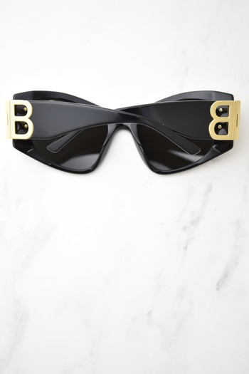Balenciaga BB0287S 001 Sunglasses Women's Black/Gold/Grey