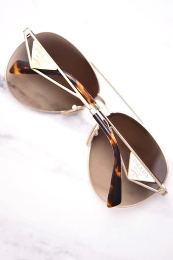 Prada PR 73ZS ZVN3D0 Sunglasses Women's Pale Gold/Brown/Grey