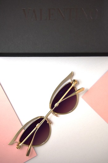 VALENTINO ハイロットフレムサンクラス VLS172A600 0 Valentino V-Glassliner VLS-118C Sunglasses Women's Gold/Rose