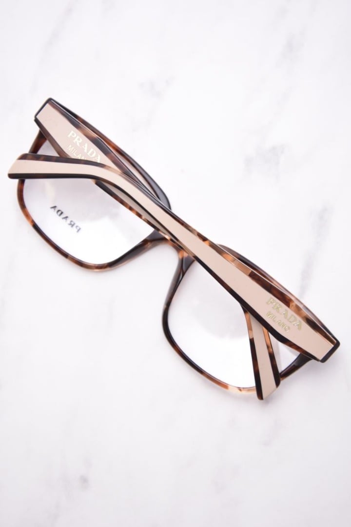 Prada PR 17ZV 07R1O1 Eyeglasses Women's Caramel Havana Full