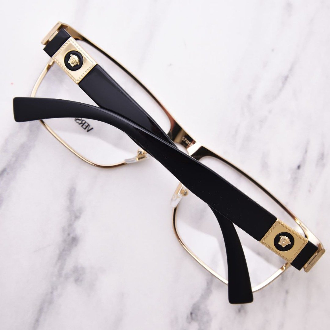 Versace VE1274 1002 Eyeglasses Men's Gold Full Rim Rectangle