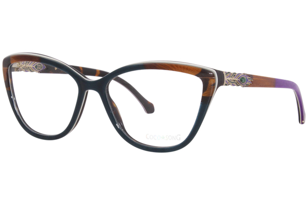 Coco Song Pink Cinderella CV269-2 Eyeglasses Women's Green Full Rim Cat Eye  57m