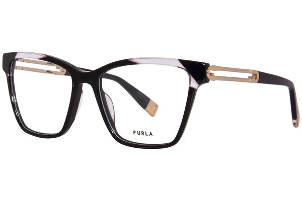 Furla VFU671 0700 Eyeglasses Women's Shiny Black Full Rim Square Shape ...