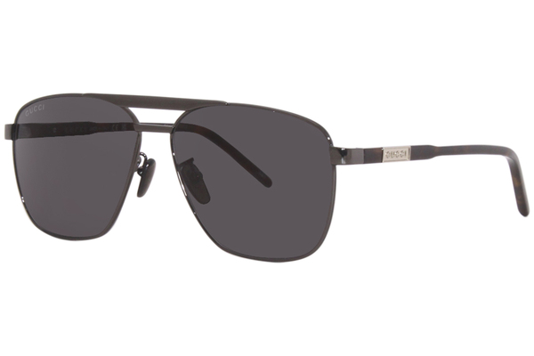 Gucci GG1164S 001 Sunglasses Men's Gunmetal/Havana/Grey Rectangle Shape ...