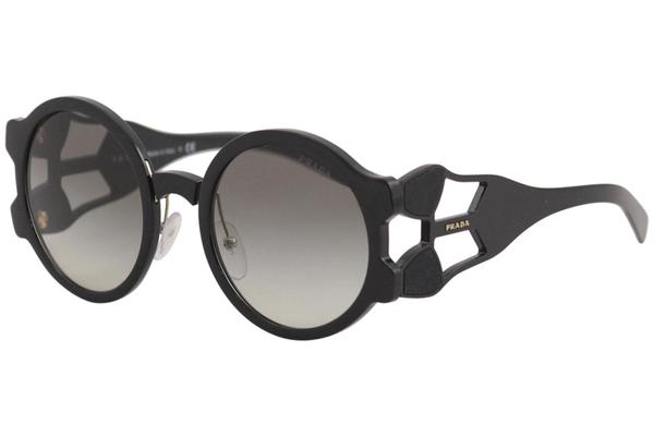 Prada Women s SPR13U SPR 13 U 1AB 0A7 Black Fashion Round Sunglasses 54mm