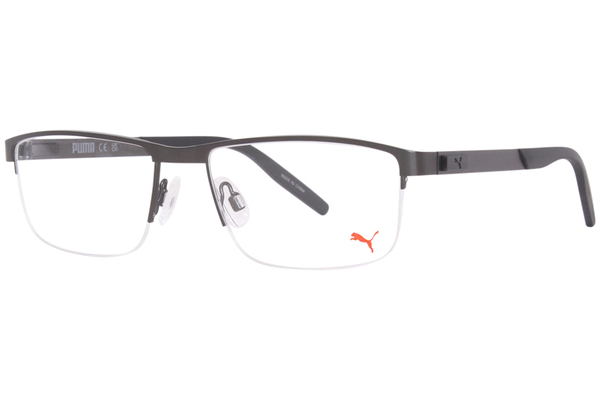 Puma PU0255O 001 Eyeglasses Men s Gunmetal Semi Rim Rectangle Shape 56 18 145 EyeSpecs