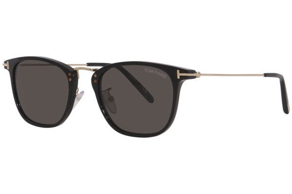Tom Ford Sunglasses Men's Beau TF672 01A Shiny Black-Rose Gold/Smoke  53-21-145mm