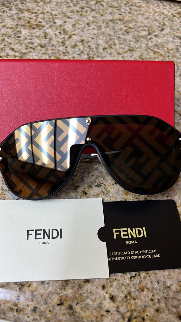 Fendi Black/Yellow Mirrored FFM0039/G/S Fabulous Shield Sunglasses