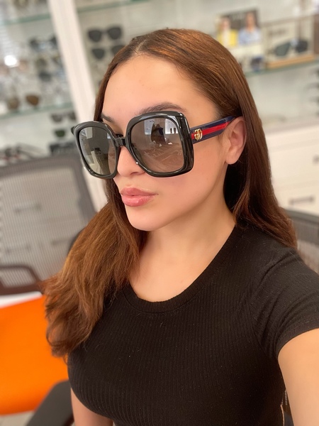 Gucci Web GG0713S 001 Sunglasses Women's Black-Blue/Grey