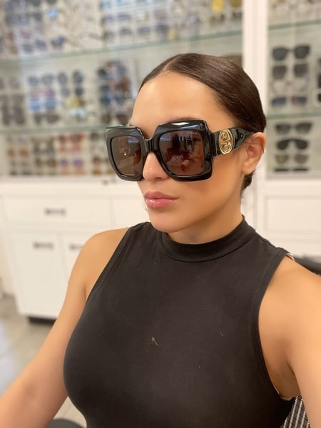 【GUCCI】 GG1022S スクエア アセテート サングラス チェーン付 Gucci GG1022S Sunglasses Women's Chain Interlocking GG Logo