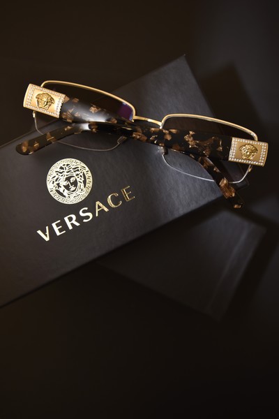 Versace Eyeglasses VE1175-B 1175B 1002 Gold Medusa/Brown Rectangle ...